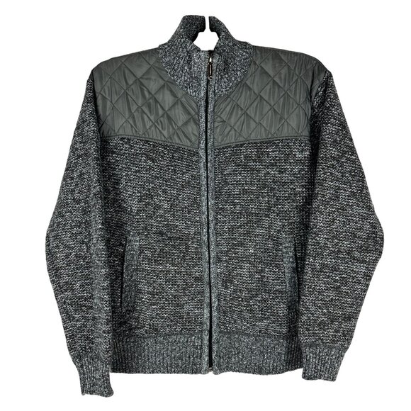 Gioberti Mens Regular Fit Quilted Sweater Jacket SW-810 Melange Charcoal Size 14
